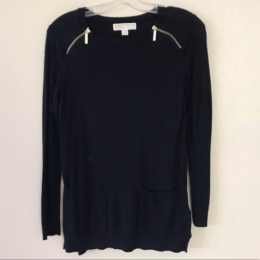 Michael kors black sweater with gold zippers